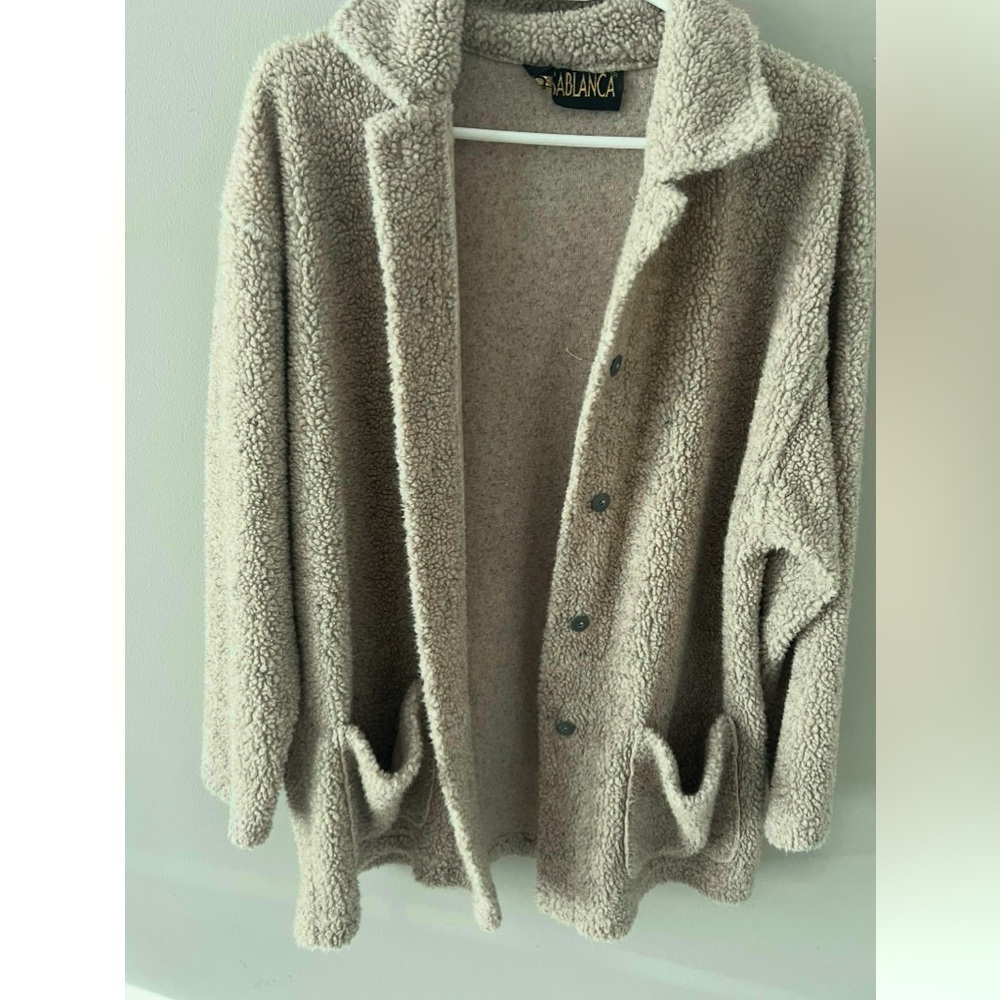 Fuzzy beige coat